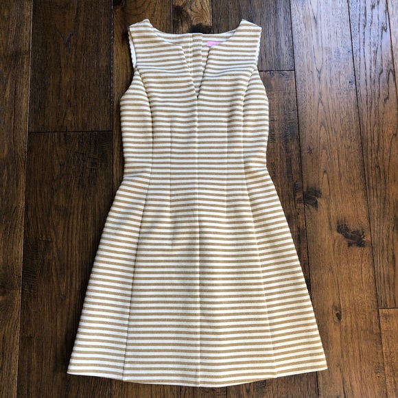 Lilly Pulitzer Brielle Gold/White Striped dress - Picture 2 of 8